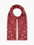 Brora Floral Wool Stole, Damson/Rose