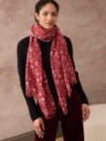 Brora Floral Wool Stole, Damson/Rose