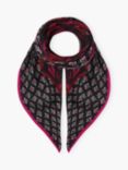 Brora Wool Patchwork Square Scarf, Black/Plum