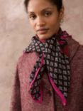 Brora Wool Patchwork Square Scarf, Black/Plum