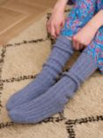 Brora Pure Cashmere Bed Socks, Iris, One Size