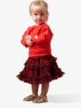 Angel & Rocket Kids' Tartan Mesh Skirt, Red