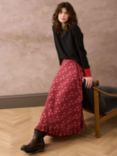 Brora Block Floral Silk Skirt, Damson/Rose