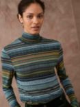 Brora Fine Stripe Jersey Polo Neck Top