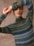 Brora Fine Stripe Jersey Polo Neck Top