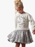 Angel & Rocket Kids' Sequin Bow Sweat Dress, Silver