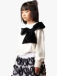 Angel & Rocket Kids' Velvet Bow Sweatshirt, Ivory/Black