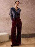 Brora Corduroy Wide Leg Trousers, Claret