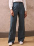 Brora Herringbone Wool Trousers, Delft