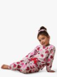 Angel & Rocket Kids' Leopard Heart Print Pyjamas Set & Scrunchie