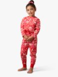 Angel & Rocket Kids' Winter Print Pyjama Set & Scrunchie, Red/Multi