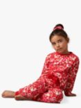 Angel & Rocket Kids' Winter Print Pyjama Set & Scrunchie, Red/Multi