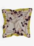 Malina Floral Silk Twill Scarf, Grey/Multi