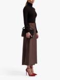 Malina Aubree Satin Skirt, Chocolate