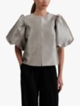 Malina Cleo Puff Sleeve Top, Steel Grey