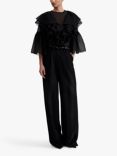 Malina Alexia Organza Frill Top, Black