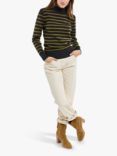 Armor Lux Wool Roll Neck Jumper, Green Stripe