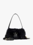 Dune Chelsea Fluffy Sheepskin Pillow Shoulder Bag, Black