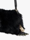 Dune Chelsea Fluffy Sheepskin Pillow Shoulder Bag, Black