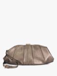 Dune Drapery Leather Voluminous Clutch Bag, Pewter