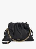 Dune Primrose L Leather Drawstring Bag, Black