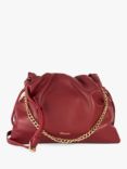 Dune Primrose L Leather Drawstring Bag, Black, Dark Red