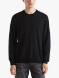 Benetton Merino Wool Crew Neck Sweater, Black