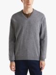 Benetton Wool V-Neck Sweater, Dark Grey Melange