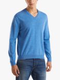 Benetton Wool V-Neck Sweater, Blue Melange