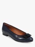 Jones Bootmaker Soleil Wide Fit Leather Ballet Pumps, Navy Patent