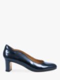 Jones Bootmaker Zoey Leather Scallop Heeled Courts, Navy Patent