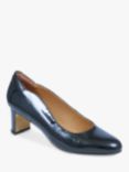 Jones Bootmaker Zoey Leather Scallop Heeled Courts, Navy Patent