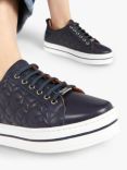 Jones Bootmaker Alexandrite Leather Diamond Quilted Trainers, Navy