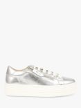 Jones Bootmaker Amaliada Leather Zip Detail Platform Trainers, Silver