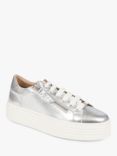 Jones Bootmaker Amaliada Leather Zip Detail Platform Trainers, Silver