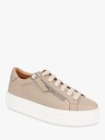 Jones Bootmaker Amaliada Leather Zip Detail Platform Trainers, Stone