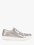 Jones Bootmaker Padova 2 Leather Lace-Up Trainers, Pewter