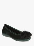 Jones Bootmaker Erika Velvet Pom Ballet Slippers, Green