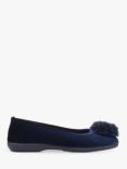 Jones Bootmaker Erika Velvet Pom Ballet Slippers, Navy