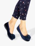 Jones Bootmaker Erika Velvet Pom Ballet Slippers, Navy