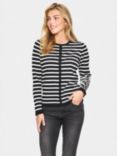 Saint Tropez Mila Slim Fit Stripe Cardigan, Black/White