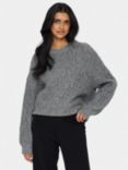 Saint Tropez Geeta Cable Knit Wool Blend Jumper, Grey Quill