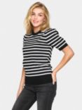 Saint Tropez Mila Stripe Short Sleeve Knit, Black/Ivory