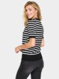 Saint Tropez Mila Stripe Short Sleeve Knit, Black/Ivory