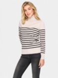 Saint Tropez Mila Stripe Roll Neck Jumper, Grey/Black