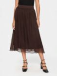 Saint Tropez Coral High Waisted Chiffon Midi Skirt, Dark Oak