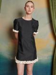 Sister Jane Avante Short Sleeve Taffeta Mini Dress Black