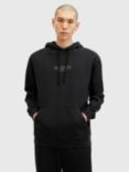 AllSaints Bones Organic Cotton Hoodie, Washed Black