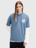 AllSaints Orlando Crew Neck T-Shirt, Blue Mid