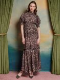 Sister Jane Lise Short Sleeve Leopard Print Midi Dress, Brown